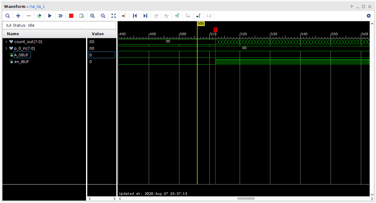 Figure 14. ILA Triggered on Counter Enable Signal Rising Edge