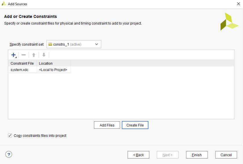 Figure 36. Finish Adding Design Constraint File