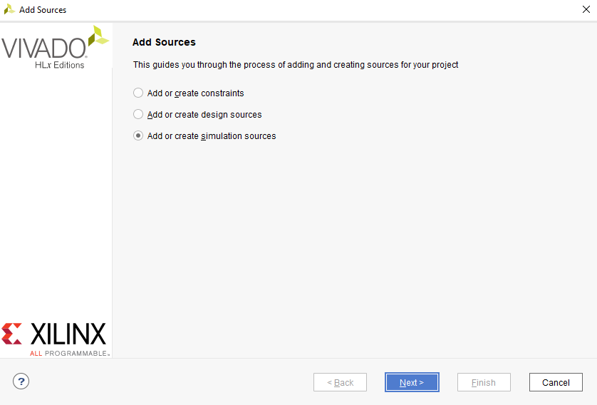 Figure 3. Add or create simulation sources.