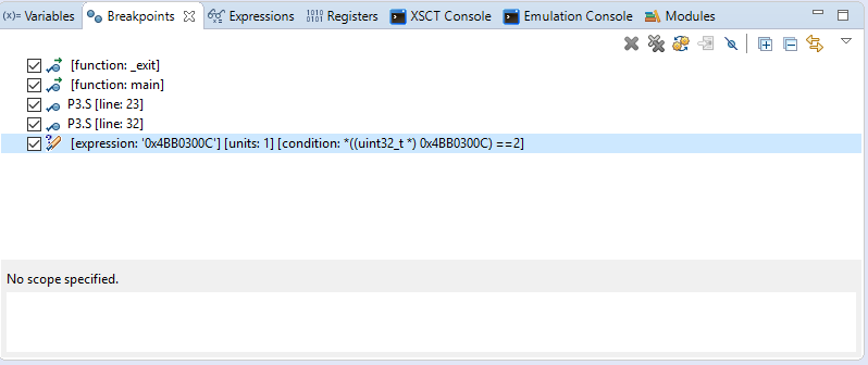 Figure 24. Breakpoints After Adding a Watchpoint