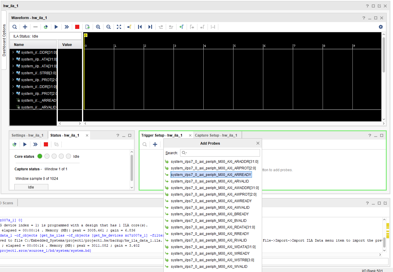 Figure 13. Add ARREADY to trigger setup