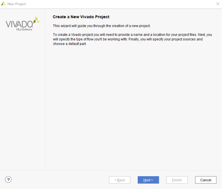 Figure 2. Create Project Dialog