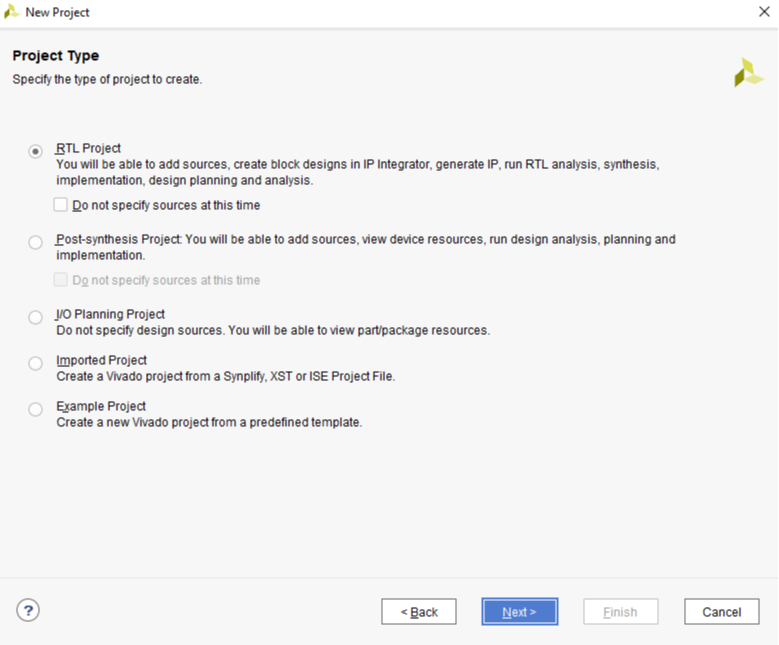 Figure 4. Select Project Type