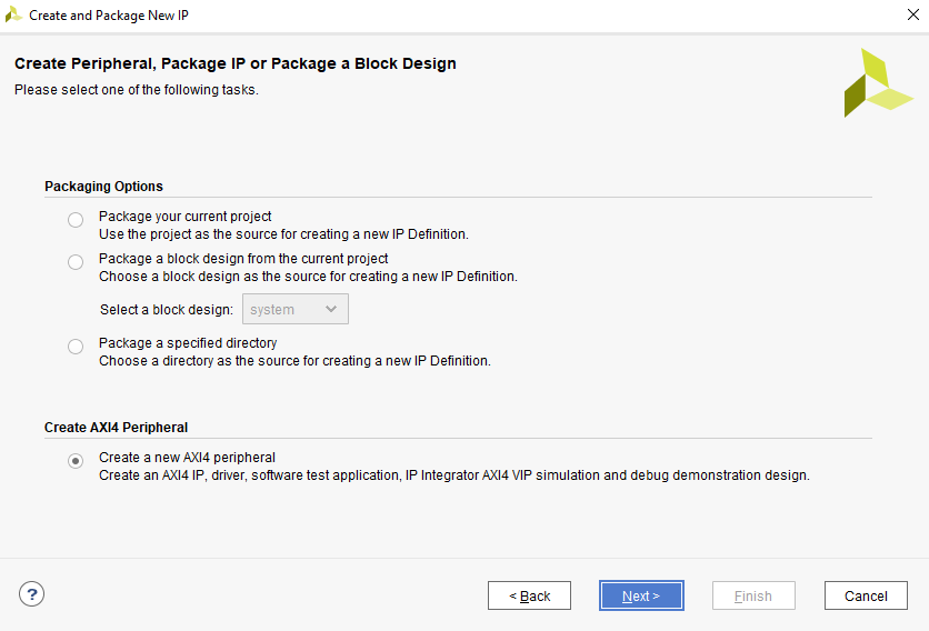 Figure 10. Create a new AXI4 Peripheral