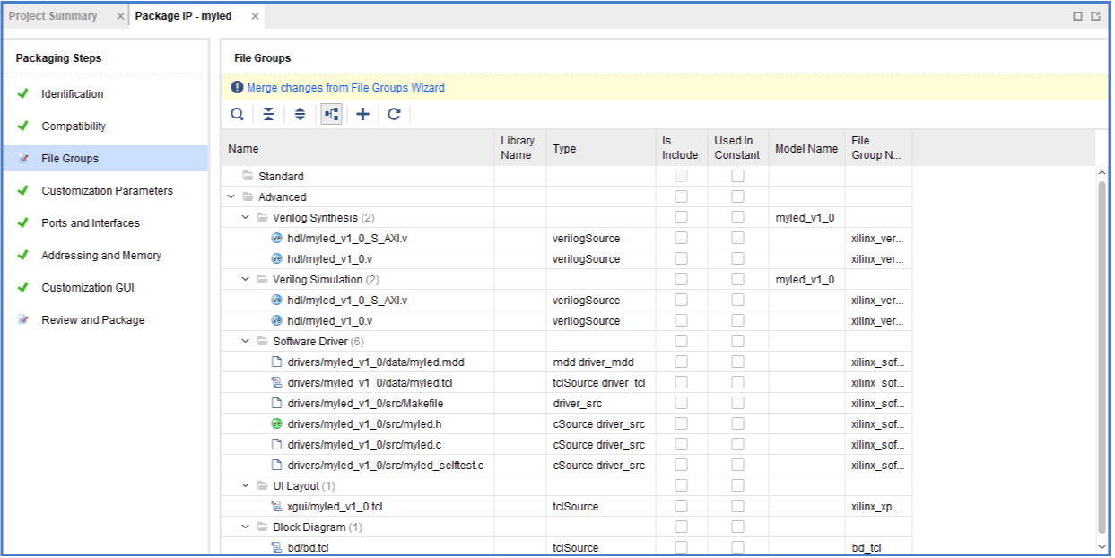 Figure 6. Merge Changes to File Group.