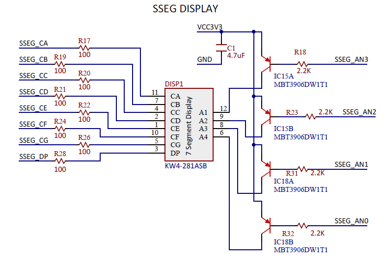 Figure 2. Blackboard Seven Segment Display Schematic