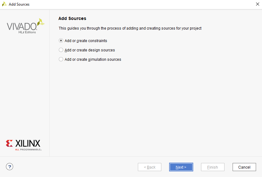 Figure 6. Add or create design constraints using Add Source Dialog