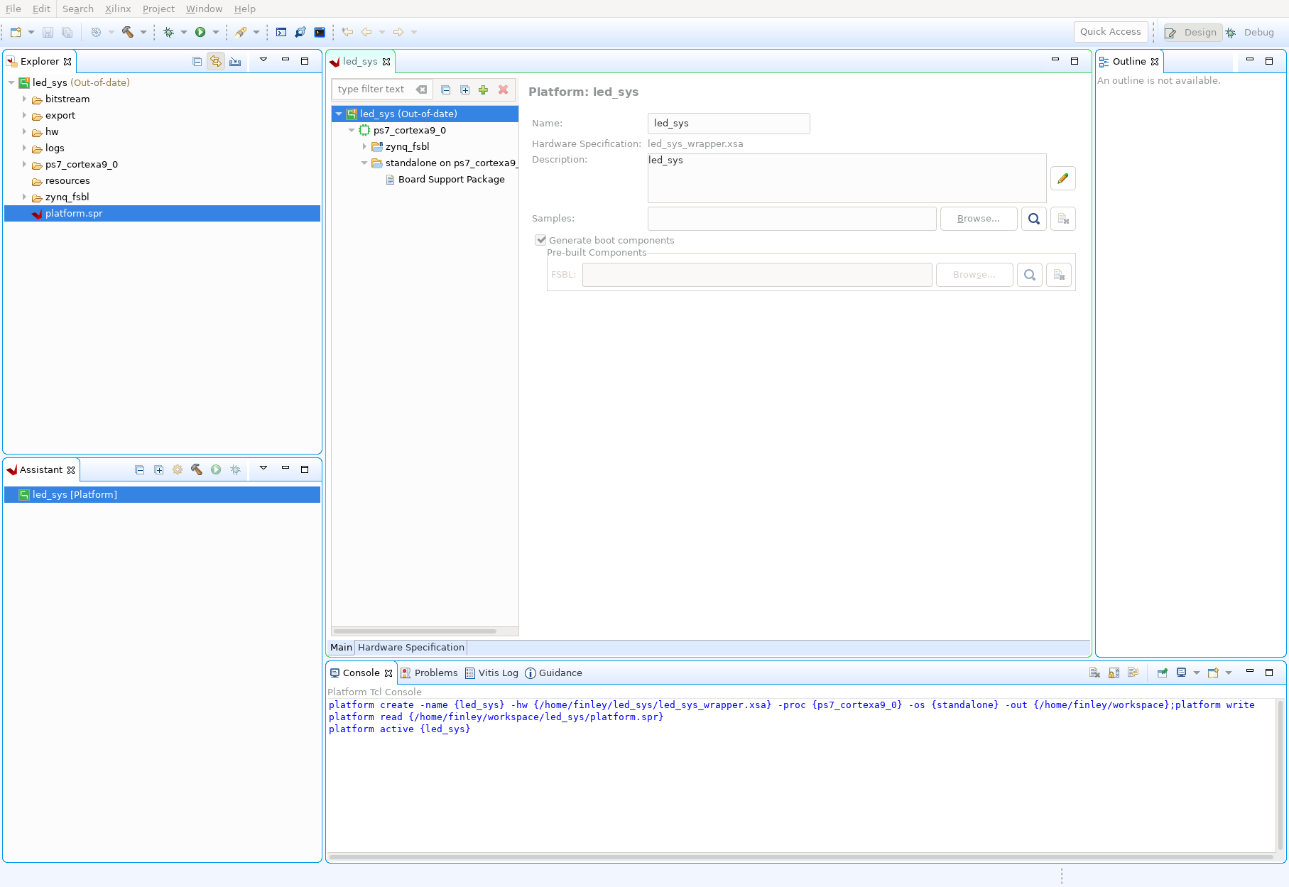 Figure 7. Imported XSA into Platfom Project in Vitis IDE