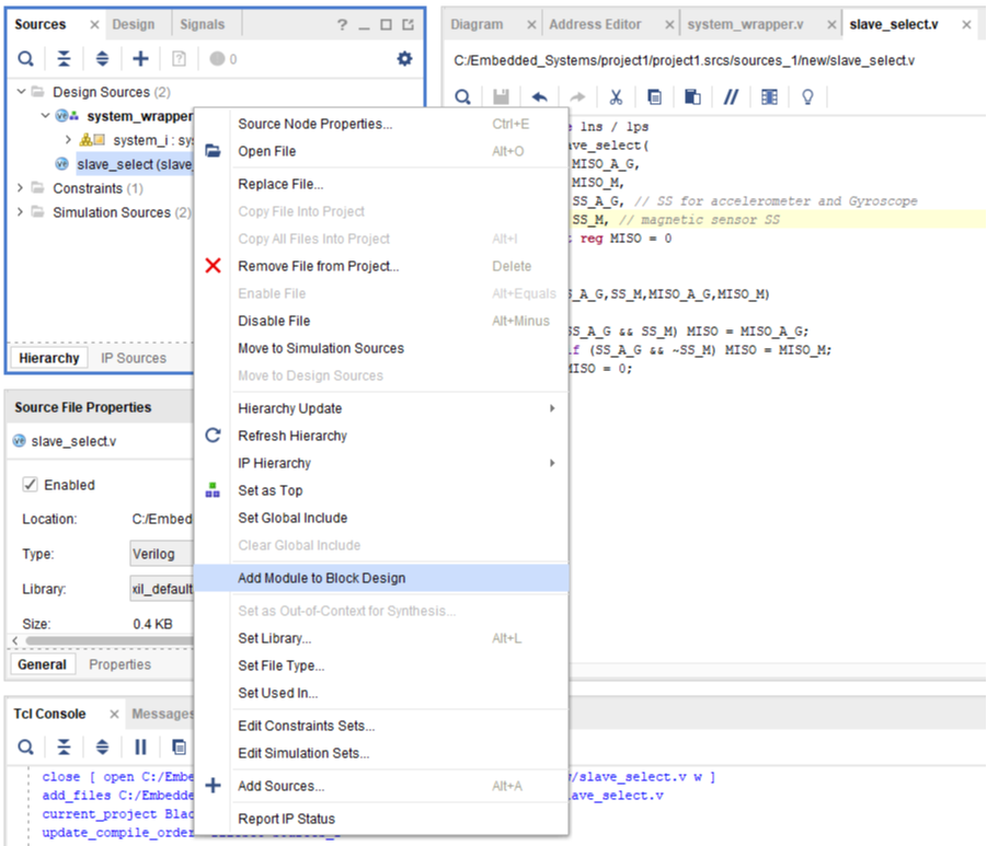 Figure 21. Adding slave_select module to Block Design