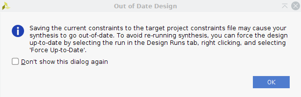 Figure 8. Confirm Writing to Constraints File