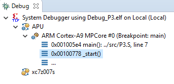 Figure 7. Debug Perspective: Debug Window
