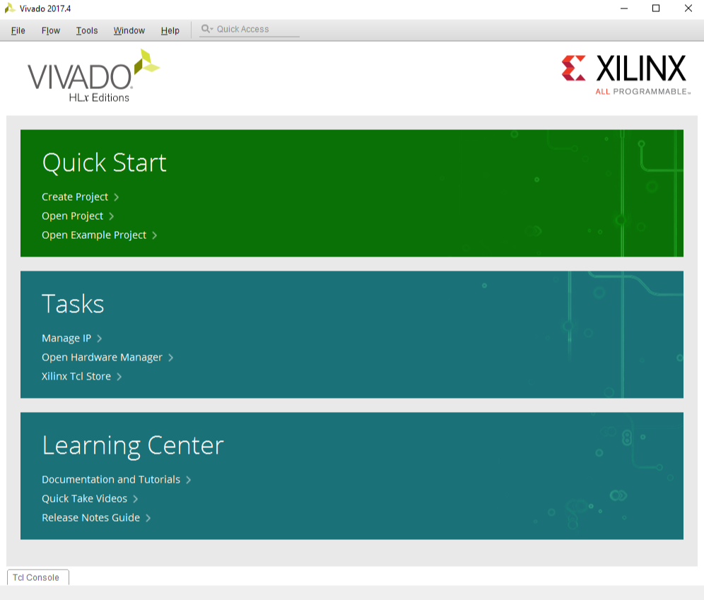 Figure 1. Vivado Start-Up Window