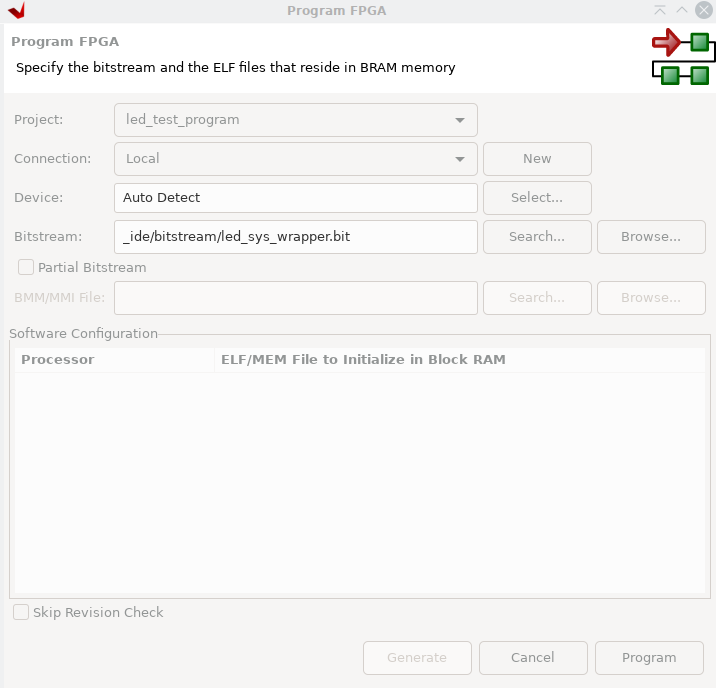 Figure 17. Bitstream Selection and Program Dialogue