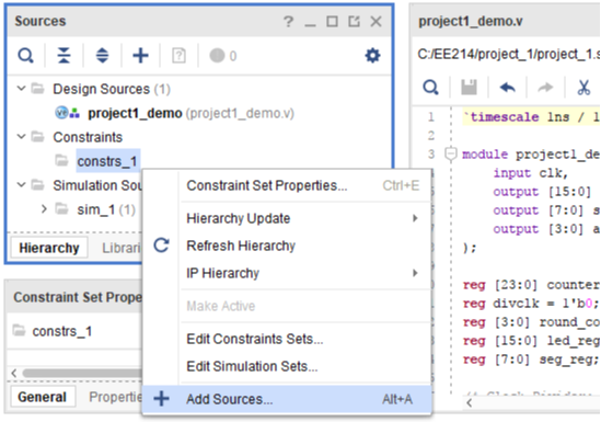 Figure 5. Add Source to Design Constraints