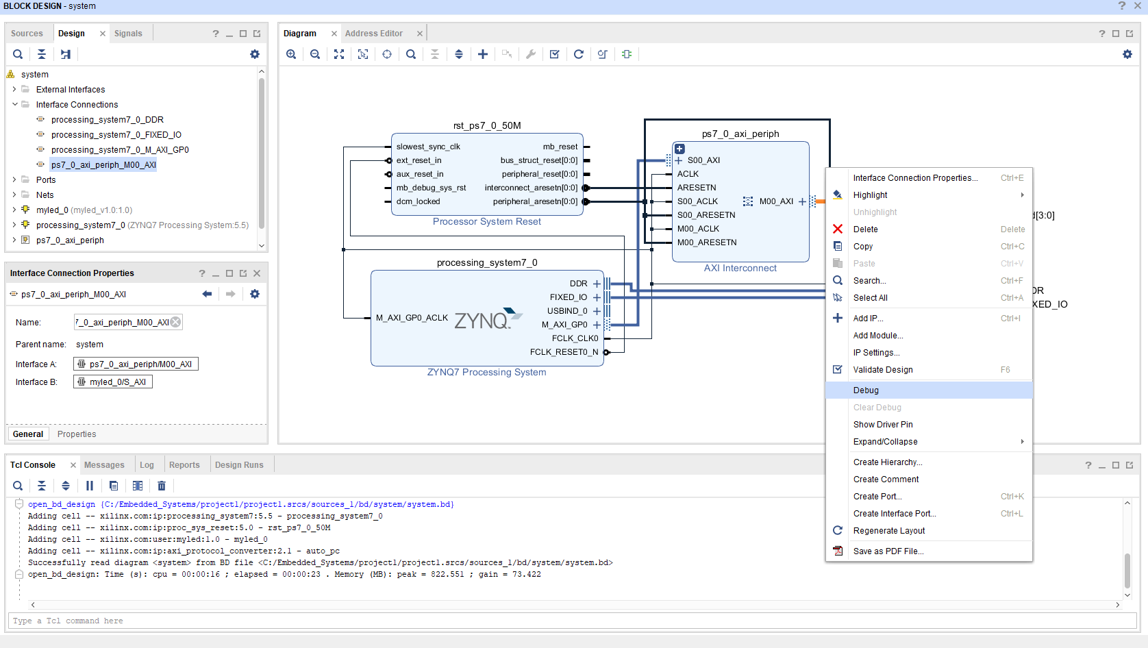 Figure 2. Mark DEBUG on the selected AXI bus.