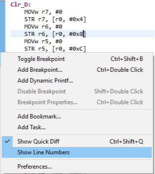 Figure 2. Show Line Numbers