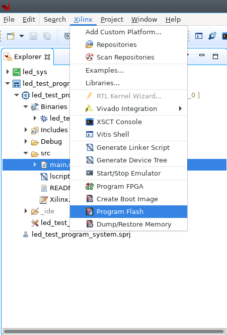 Figure 16. Select Program FPGA in Xilinx Menu