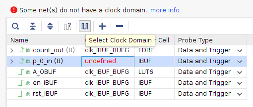Figure 7. Selecting a Clock Domain for an unassociated signal
